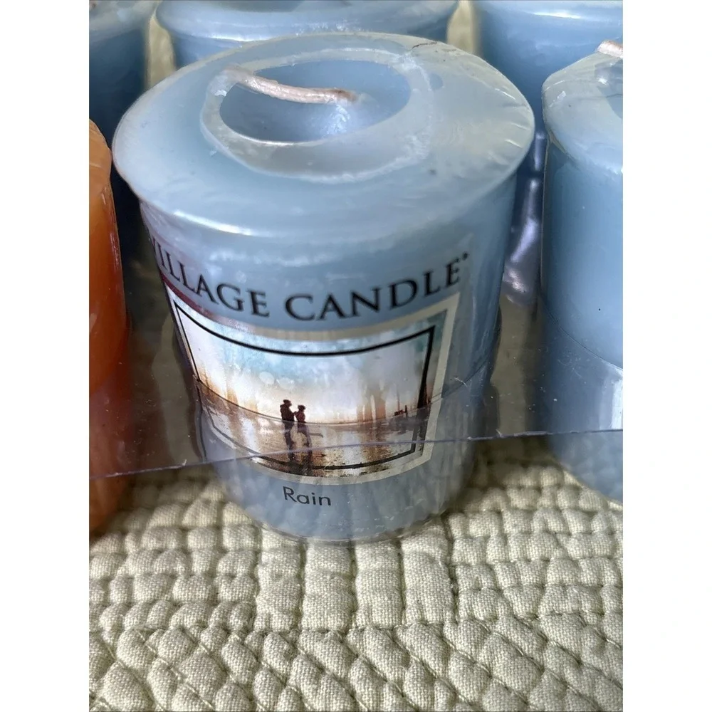 Vintage Village Candles Votive 8 Pack, 5 Rain 3 Orange Cinnamon| Smells Great 2